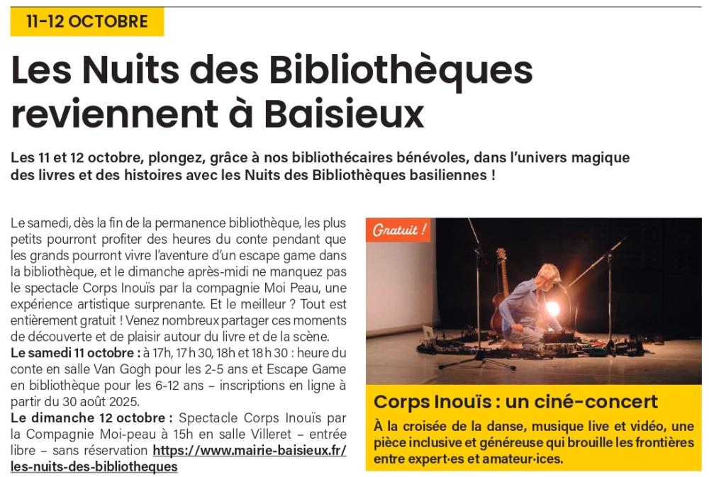 Nuits des biblios article Basil échos aout 2025