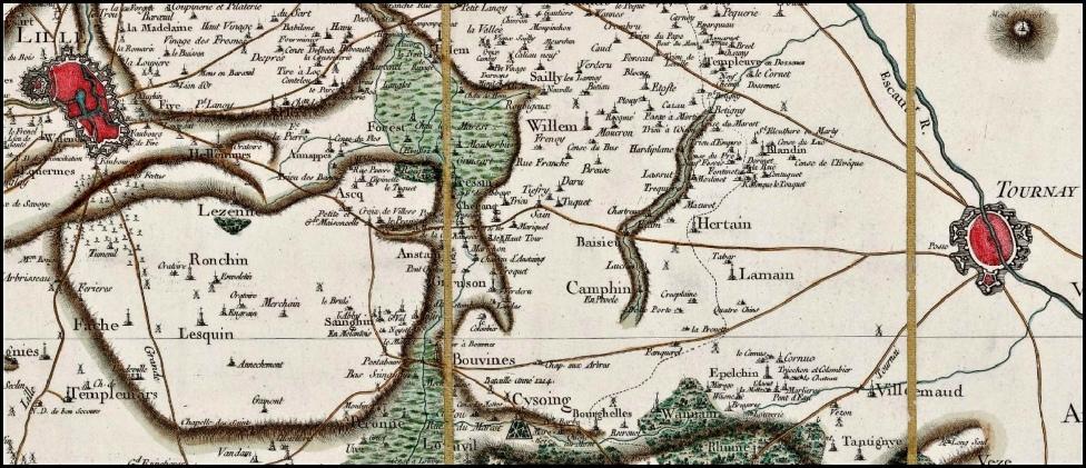 Extrait de la carte de France dite "carte de Cassini"