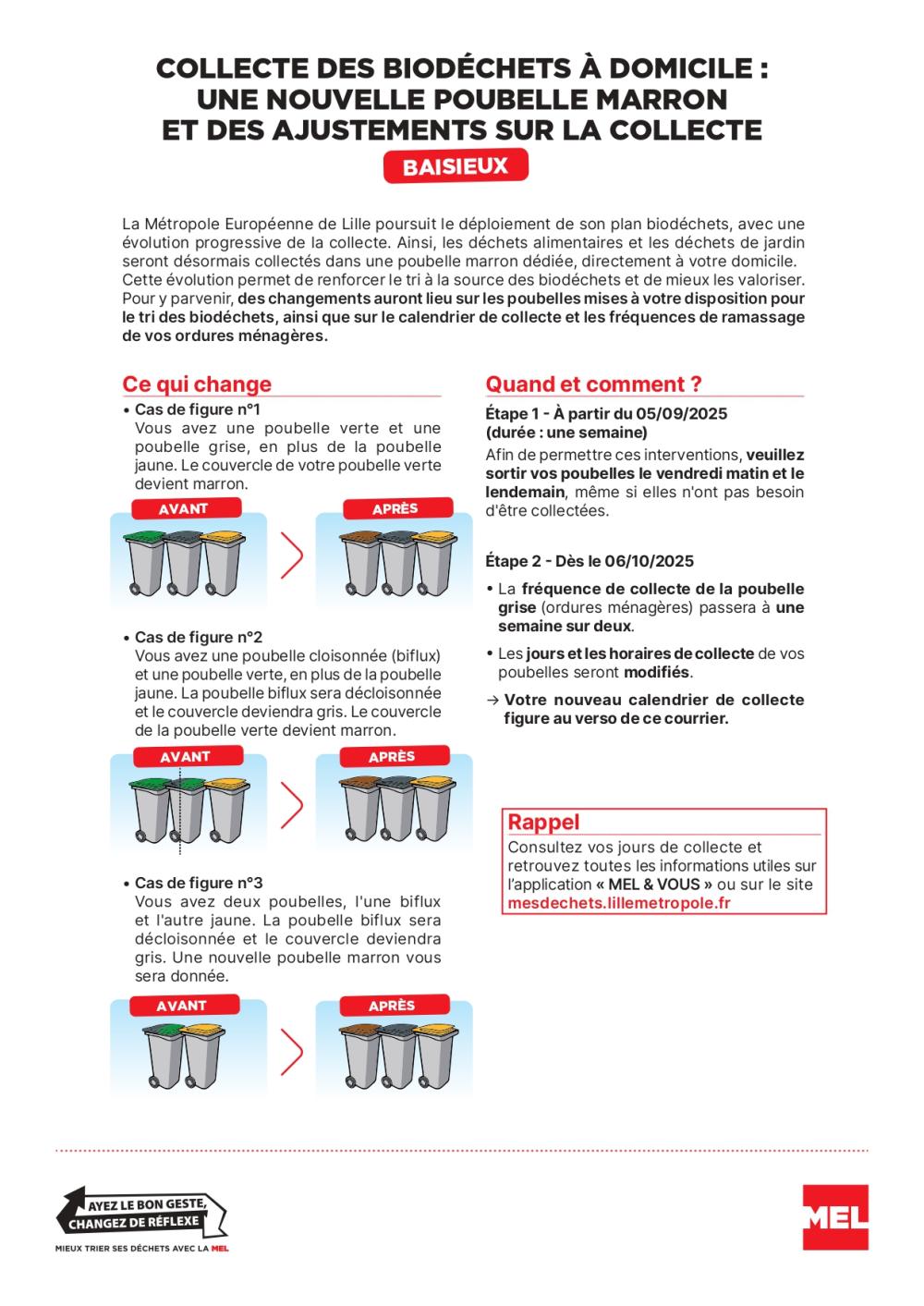Collecte des biodéchets à domicile - nouvelle poubelle marron et ajustements sur la collecte