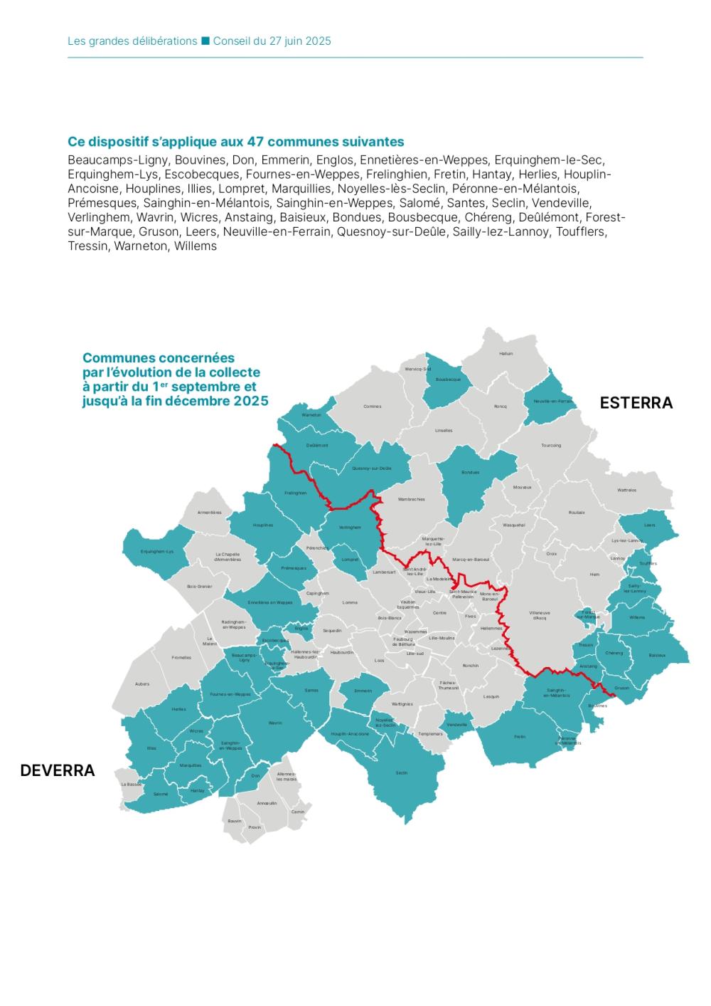 Carte des communes concernées par l'aménagement de collecte de sept à dec 25